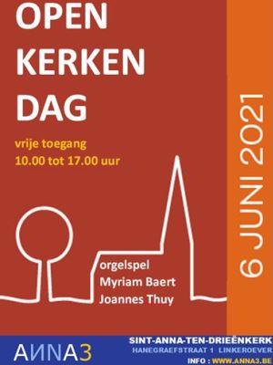 ANNA3 | Open Kerkendag | Orgel Myriam Baert - Joannes Thuy | Zondag 6 juni 2021 | 10 - 17 uur | Sint-Anna-ten-Drieënkerk Antwerpen Linkeroever